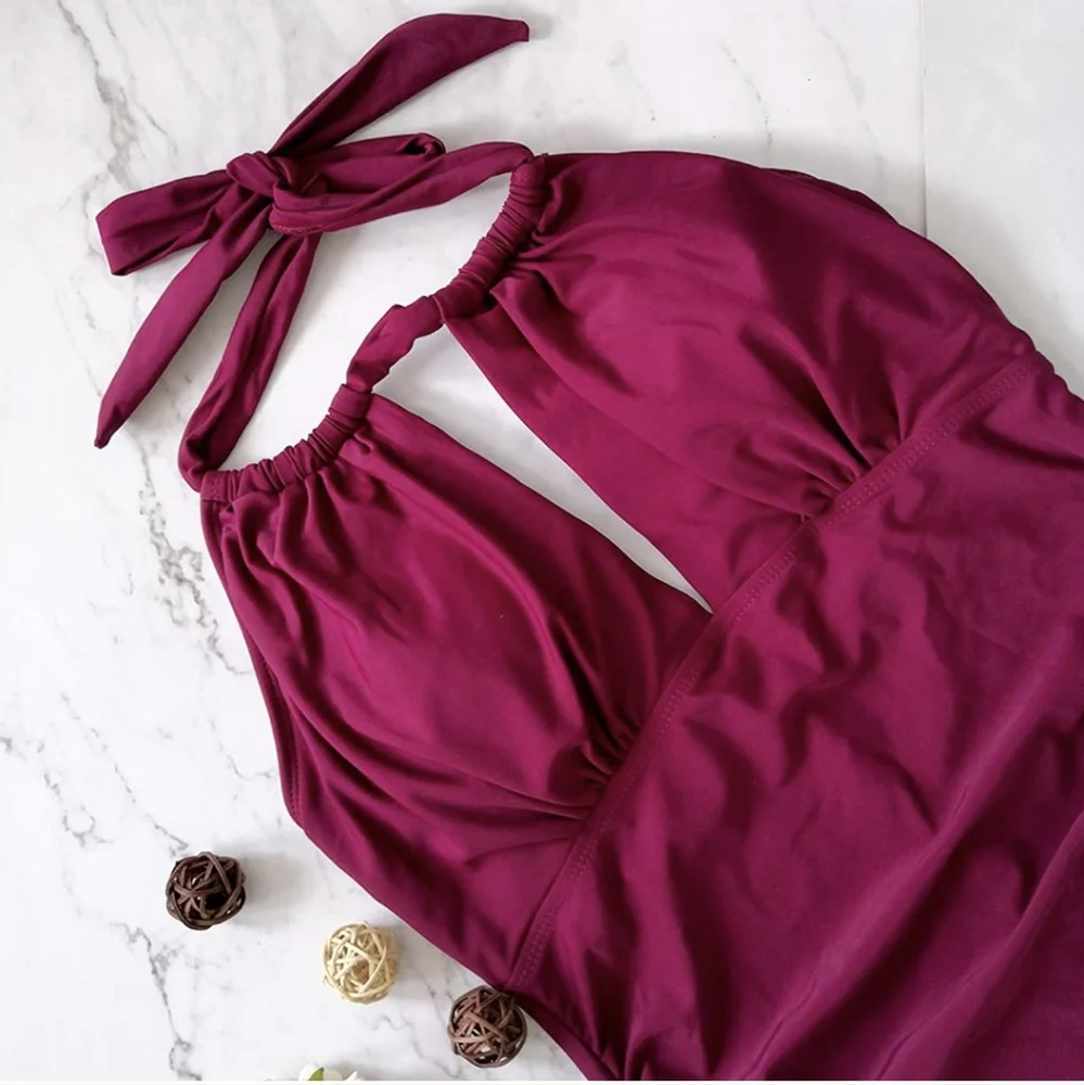 Maternity Swimsuit with Ruching Sz Large - Picture 6 of 7